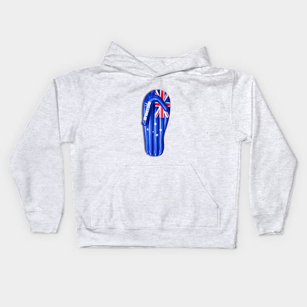 Australian Flag Plastic Thong Lounge Kids Hoodie by Design A Studios